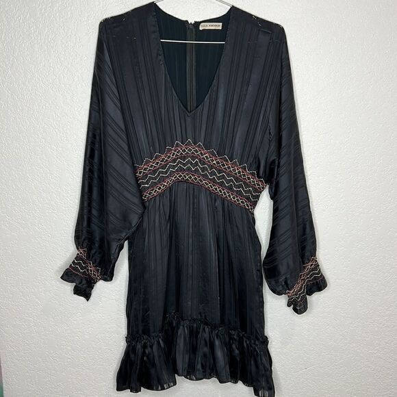 Ulla Johnson Odette Smocked Silk Midnight Mini Dress Size 2 - Picture 2 of 15